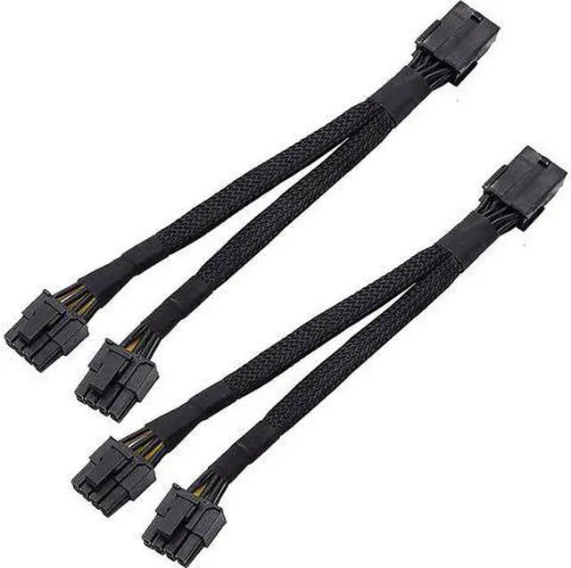 Alt view image 5 of 6 - 2PCS GPU PCIe 8 Pin Female to Dual 2X 8 Pin (6+2) Male PCI Express Power Braided Y-Splitter Extension Cable,20cm