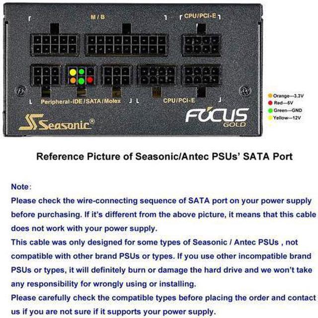 Alt view image 3 of 4 - 6 Pin male to 3x 15 Pin SATA Female Hard Drive Power Adapter Cable for Seasonic Antec Modular Power Supply 20-in(50cm)