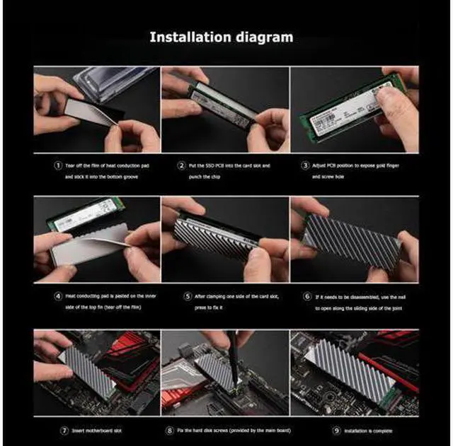Alt view image 3 of 5 - M.2 SSD NVMe Heat Sink heatsink M2 2280 SSD Hard Disk Aluminum Heat Sink with Thermal Pad for ssd m2 Desktop PC thermal gasket