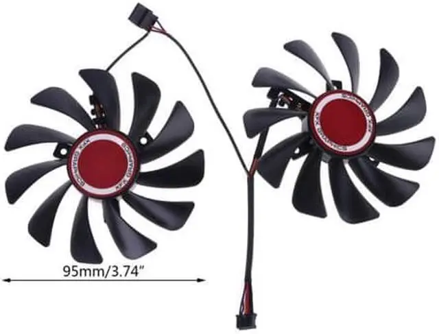 Alt view image 4 of 5 - 2pcs 95mm FDC10U12S9-C CF1010U12S Cooler Fan Replace for XFX Radeon RX580 RX590