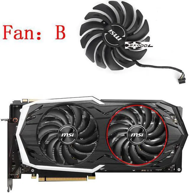 Alt view image 3 of 4 - For MSI GeForce RTX 2070 SUPER ARMOR OC Graphics Card Fan PLD10010B12HH DC12V 95mm
