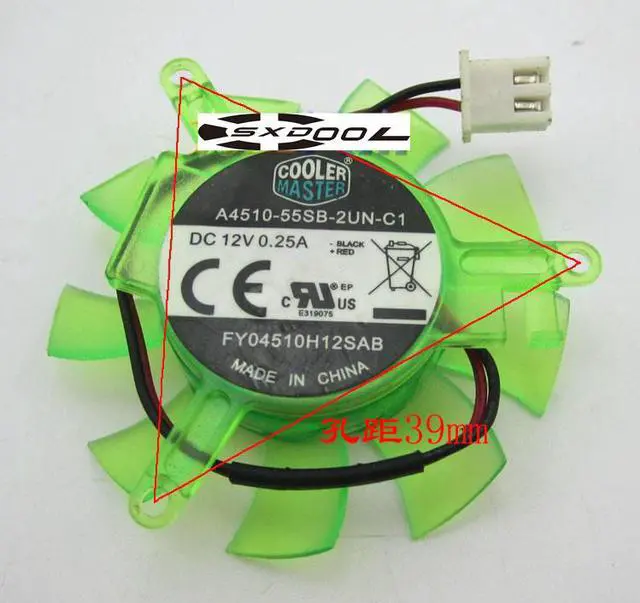 Alt view image 3 of 4 - For cooler master A4510-55SB-2UN-C1 FY04510H12SAB graphics card cooling fan 12V 0.25A