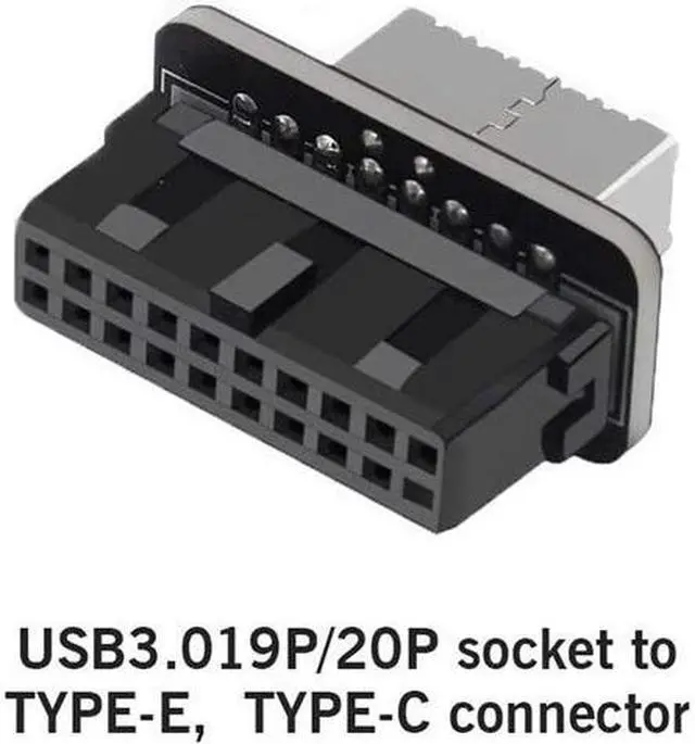 Alt view image 2 of 4 - Motherboard USB3.0 19P/20P to Type-E Adapter,USB 3.0 (3.1 Gen 2) Vertical 19PIN to 3.1 Type-C Front Panel Header Adapter 20 Pin to 19 Pin Type-E Expansion Card