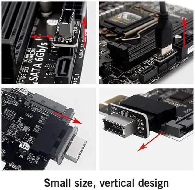 Alt view image 4 of 4 - Motherboard USB3.0 19P/20P to Type-E Adapter,USB 3.0 (3.1 Gen 2) Vertical 19PIN to 3.1 Type-C Front Panel Header Adapter 20 Pin to 19 Pin Type-E Expansion Card