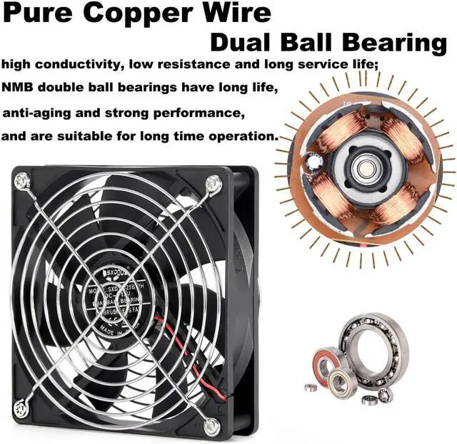 Alt view image 6 of 7 - 12cm 120mm High Speed Large Air Flow 110V 220V BTC LTC Mining Machine Workstation Cabinet Graphics Card Rack Cooler Cooling Fan