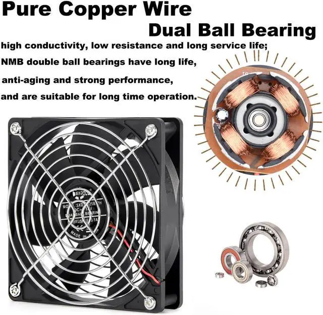 Alt view image 6 of 7 - 12cm 120mm High Speed Large Air Flow 110V 220V BTC LTC Mining Machine Workstation Cabinet Graphics Card Rack Cooler Cooling Fan