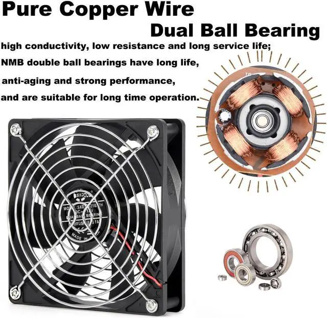 Alt view image 7 of 7 - 12cm 120mm High Speed Large Air Flow 110V 220V BTC LTC Mining Machine Workstation Cabinet Graphics Card Rack Cooler Cooling Fan