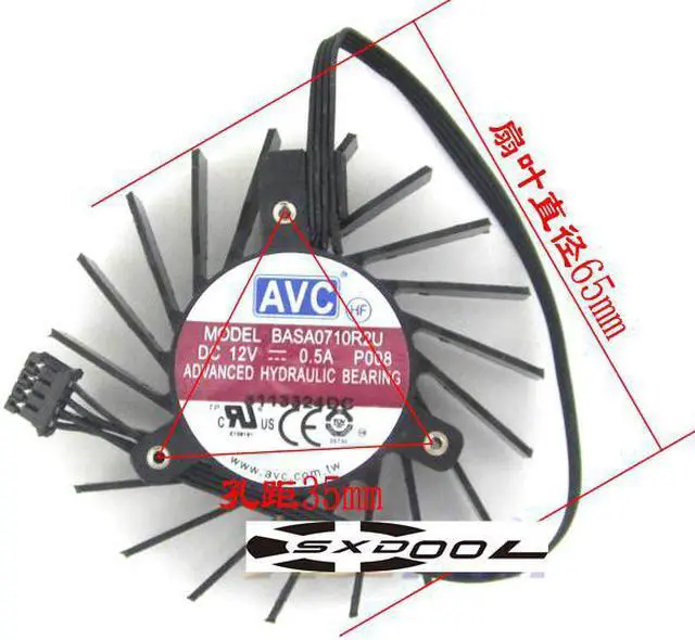 Alt view image 2 of 5 - AVC BASA0710R2U frameless 12V 0.5A 4 Wires 4 Pins VGA Fan graphics card cooler