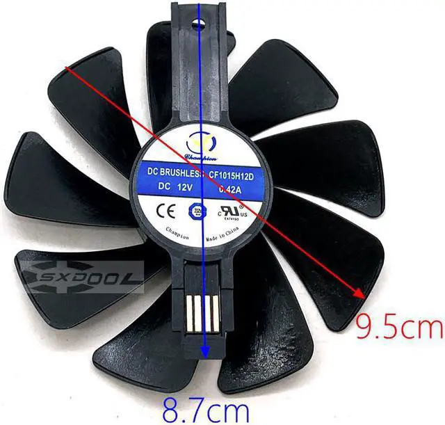 Alt view image 3 of 5 - For Sapphire RX580 RX588 570 480 470 Graphics cooler 95mm CF1015H12D DC12V Platinum/Super Platinum/Overseas Version cooling fan (1 Pair)