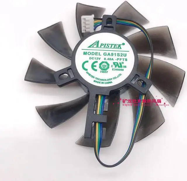 Main image of For APISTEK GA91S2U PFTA 0.40A 4-pin diameter 85mm, hole distance 40mm,graphics card fan Daul ball bearing Black