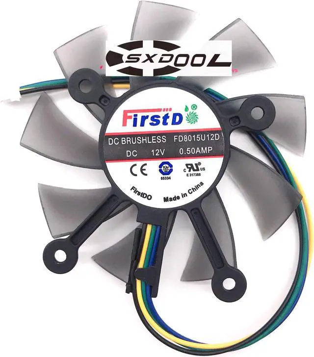 Alt view image 3 of 6 - For ASUS GTX 550TI 750 460 560 6670 6850 7770 7850 Graphics Fan FirstD FD8015U12D