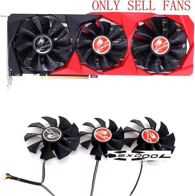 Alt view image 3 of 4 - For Colorful RTX3060 3070 3080 3090 Tomahawk Graphics Card Fan (3 fans/set)  2 X 90mm, 1 X
80mm