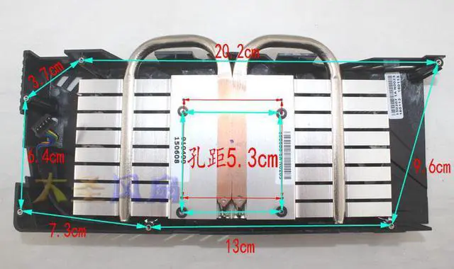 Alt view image 3 of 5 - Original For ASUS GTX960 GTX 1060 graphics card cooler curved fan blade (radiator + fan)