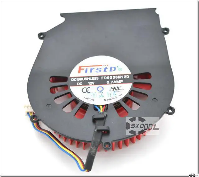 Alt view image 6 of 6 - FirstD FD9238M12D 12V 0.7A VGA fan with black bracket 5 mounting-holes, New ATI turbo graphics card fan PWM ball bearing cooler