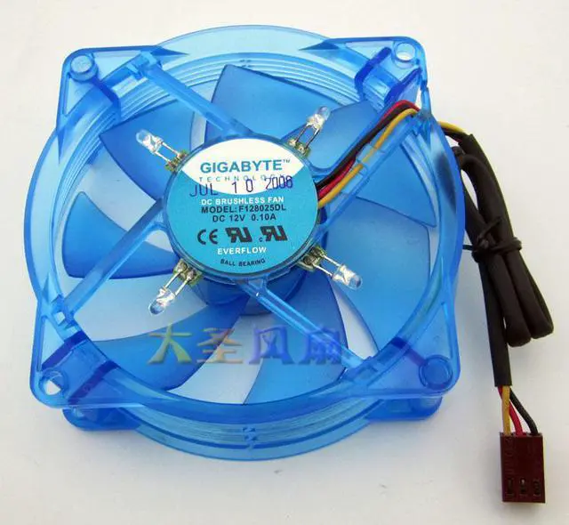 Main image of For GIGABYTE 8cm 80mm x 25mm Blue Glare LED Ball bearing Fan DC 12V 0.10A F128025DL