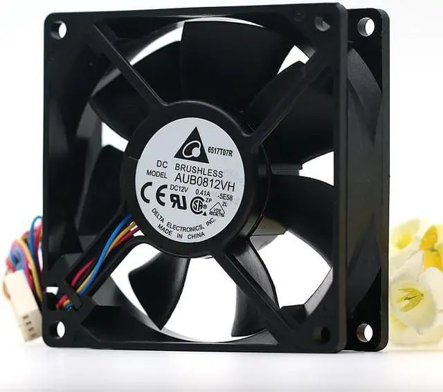 Alt view image 6 of 7 - NEW Delta AUB0812VH 12V 0.41A 8cm 8025 PWM four-speed high-volume cooling fan