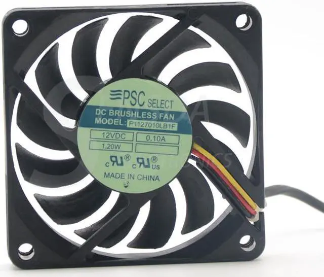Alt view image 2 of 5 - 7CM super silent thin fan PSC P1127010LB1F DC 12V 0.10A 1.2W Server Square Fan 70x70x10mm 7010 cooling fan
