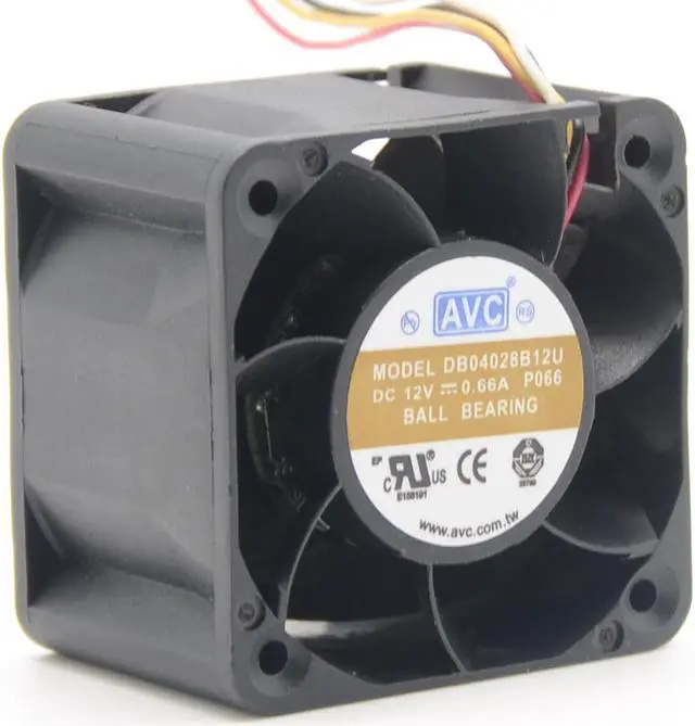 Alt view image 4 of 6 - 4CM  original AVC 40x40x28mm double ball bearing 12V 0.66A DB04028B12U  23.8CFM Ultra speed cooling fan 4-WIRE PWM server fan large wind speed regulating fan