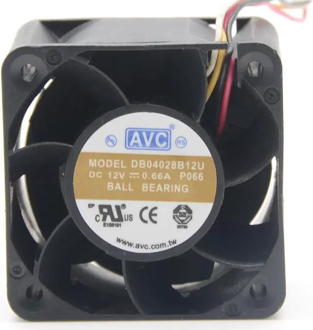 Alt view image 3 of 6 - 4CM  original AVC 40x40x28mm double ball bearing 12V 0.66A DB04028B12U  23.8CFM Ultra speed cooling fan 4-WIRE PWM server fan large wind speed regulating fan