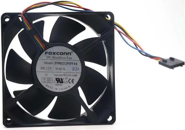 Alt view image 2 of 5 - FOXCONN PV903212PSPF 0A 9232 9032 12V 0.6A 83CFM PWM axial fan WC236-A00 9cm case cooling fan