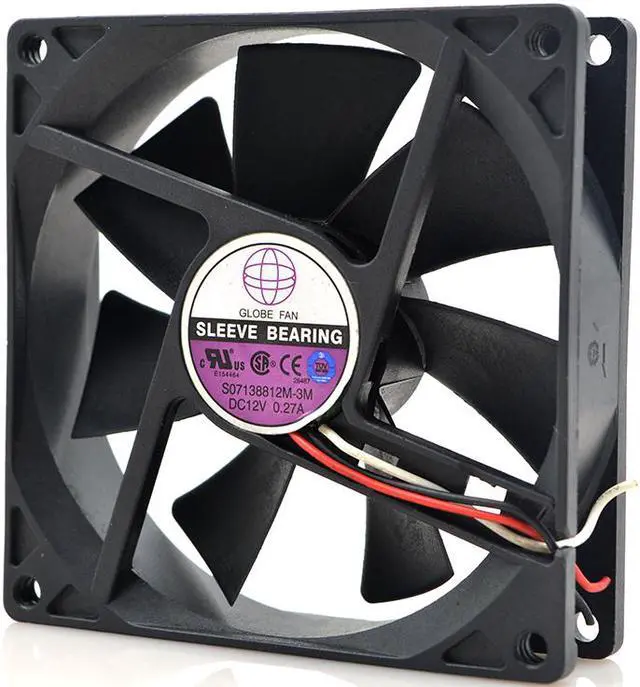 Alt view image 4 of 5 - Globe Fan S07138812M-3M DC12V 0.27A Sleeve Bearing 3-pin Fan TESTED 9CM 9025 case cooling fan 90x90x25mm