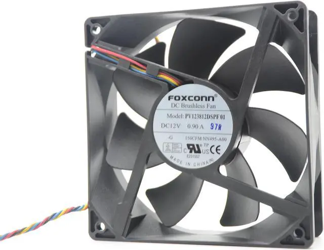 Alt view image 6 of 7 - Foxconn 12CM Case Cooler Foxconn 120MM DC 12V 0.90A 4 Wired Cooling Fan (PV123812DSPF 01)