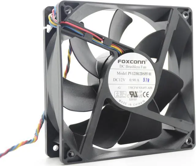 Alt view image 7 of 7 - Foxconn 12CM Case Cooler Foxconn 120MM DC 12V 0.90A 4 Wired Cooling Fan (PV123812DSPF 01)