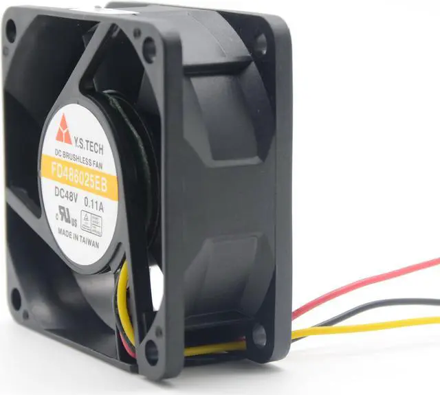 Alt view image 3 of 6 - Y.S.TECH FD486025EB 6CM 6025 48V 0.11A Dual ball bearing cooling fan 3-PIN