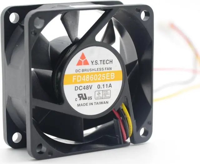 Alt view image 5 of 6 - Y.S.TECH FD486025EB 6CM 6025 48V 0.11A Dual ball bearing cooling fan 3-PIN