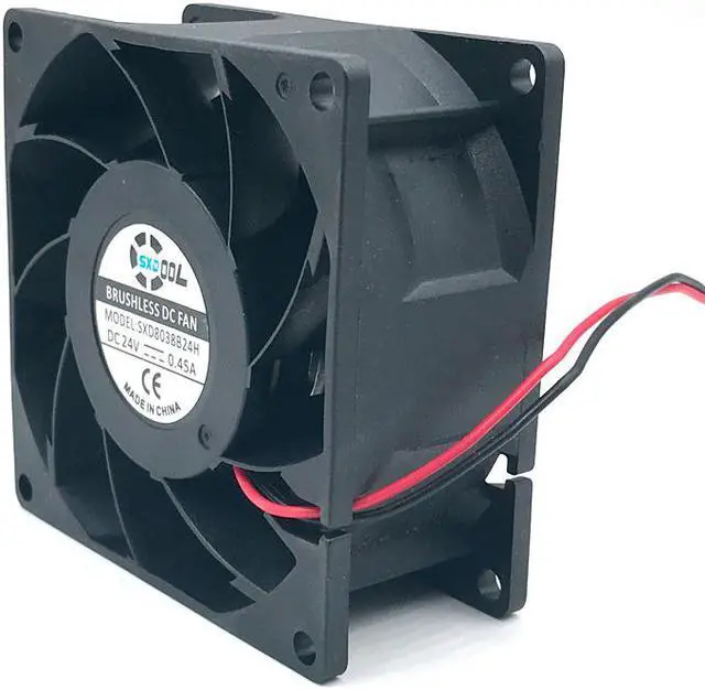 Alt view image 3 of 6 - New SXDOOL SXD8038B24H 80X80X38mm 8cm 8038 DC 24V brushless cooling fan 0.45A 6000RPM 83.5CFM 57DBA for server inverter case