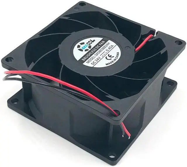 Alt view image 5 of 6 - New SXDOOL SXD8038B24H 80X80X38mm 8cm 8038 DC 24V brushless cooling fan 0.45A 6000RPM 83.5CFM 57DBA for server inverter case