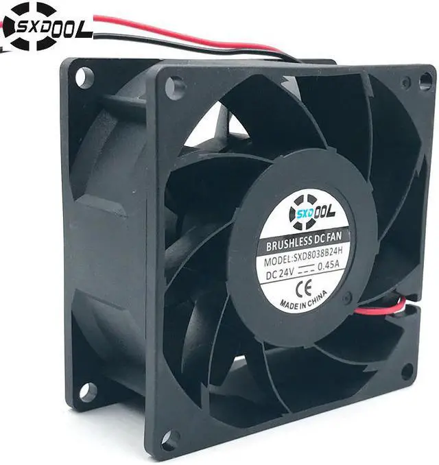 Main image of New SXDOOL SXD8038B24H 80X80X38mm 8cm 8038 DC 24V brushless cooling fan 0.45A 6000RPM 83.5CFM 57DBA for server inverter case