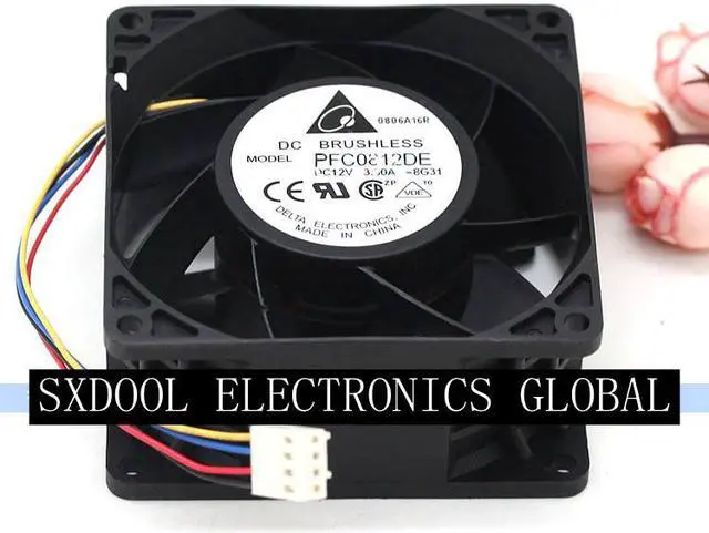 Alt view image 3 of 4 - Original DELTA PFC0812DE 8038 12V 3.30A 4 line 4-pin double bearing  violence cooling fan