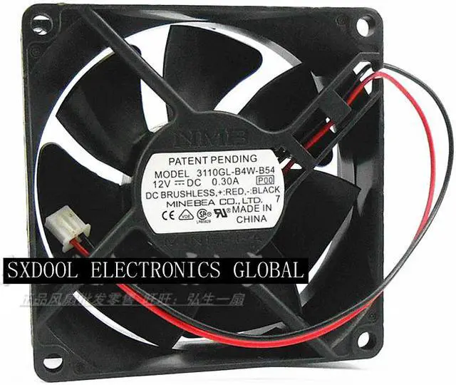 Main image of Original NMB 3110GL-B4W-B54 12V 0.30A 8cm 8025 double ball cooling fan 2 lines 2-pin