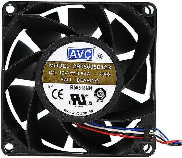 Alt view image 2 of 6 - New AVC 2B08038B12S 8cm 8038DC 12V 3.84A 4-wire PWM Server High-volume cooling Fan