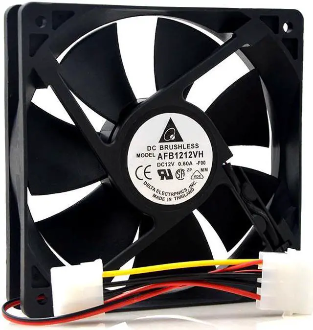 Alt view image 3 of 4 - New Delta AFB1212VH 12V 0.60A 12025 12CM Silent chassis large air cooling fan
