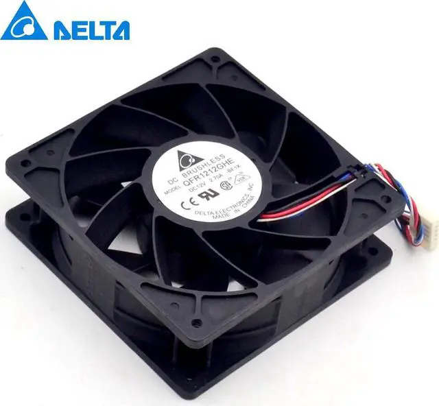 Alt view image 4 of 5 - NEW original DELTA QFR1212GHE 12cm 12038 2.7A 120*120*38mm DC 12V 4-pin PWM Speed cooling fan