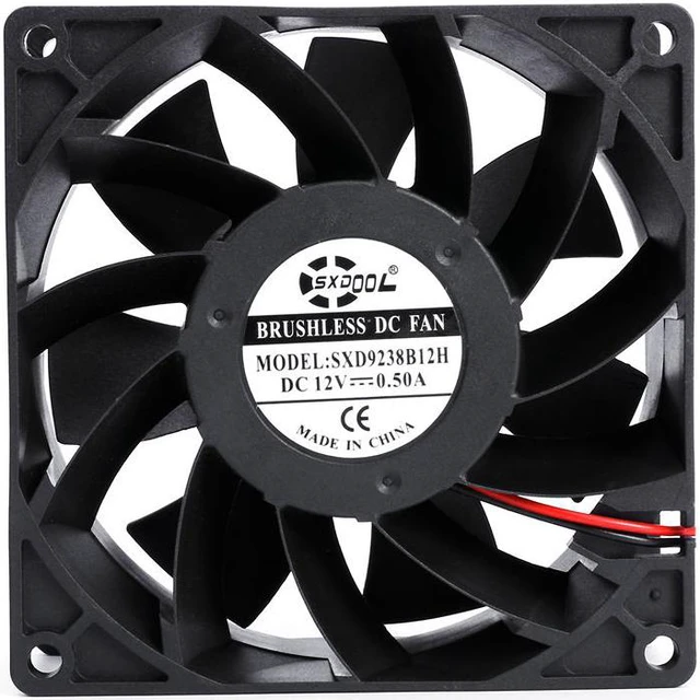 Alt view image 2 of 5 - New SXDOOL SXD9238B12H 92mm 92*92*38mm DC 12V 0.50A 4000rpm 92.3cfm server inveter axial cooling fan powerful