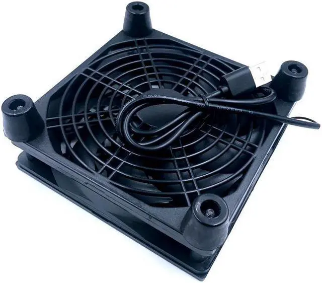 Alt view image 4 of 4 - Router fan DIY PC Cooler TV Box Wireless Cooling Silent Quiet DC 5V USB power 120mm fan 120x25mm 12CM W/Screws Protective net