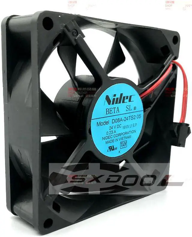 Alt view image 2 of 3 - NEW Original Nidec 80*80*25mm 8cm D08A-24TS2 05 DC 24V 0.23A 2-Lines inverter cooling fan