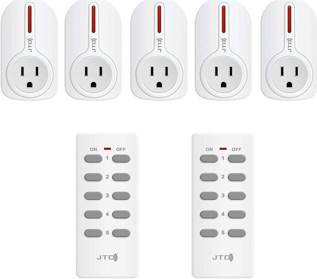 JTD 5 Pack Remote Control Outlet Switch 3rd Generation Energy Saving  Auto-programmable Wireless Electrical Plug Switch for Household Appliances