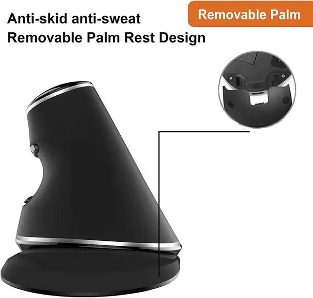 Alt view image 4 of 7 - J-Tech Digital Wireless Ergonomic Vertical USB Mouse with Adjustable Sensitivity (600/1000/1600 DPI), Scroll Endurance, Removable Palm Rest & Thumb Buttons [V628P]