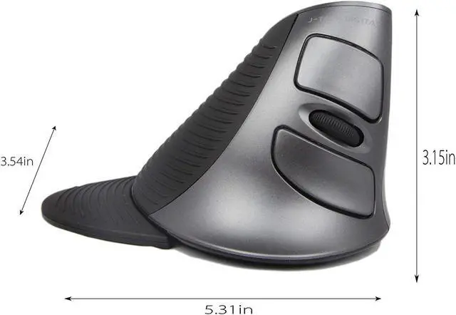 Alt view image 6 of 6 - J-Tech Digital Scroll Endurance Wireless Mouse Ergonomic Vertical USB Mouse with Adjustable Sensitivity (600/1000/1600 DPI), Removable Palm Rest & Thumb Buttons - Reduces Hand/Wrist Pain