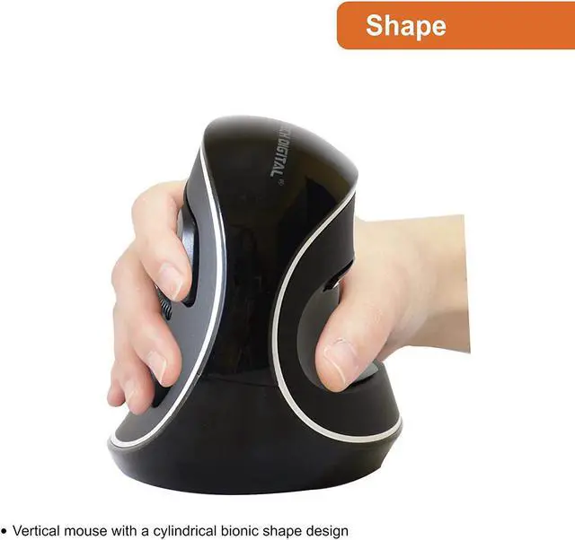 Alt view image 3 of 7 - J-Tech Digital Wireless Ergonomic Vertical USB Mouse with Adjustable Sensitivity (600/1000/1600 DPI), Scroll Endurance, Removable Palm Rest & Thumb Buttons [V628P]