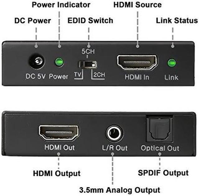 J-Tech Digital 4K 60HZ HDMI Audio Extractor Converter SPDIF + 3.5