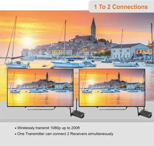 Alt view image 4 of 6 - J-Tech Digital Wireless HDMI Extender 200ft Dual Antenna Supporting Full HD 1080p with HDMI Loop Output IR Passthrough Receiver Only [JTECH-WEX200V3]