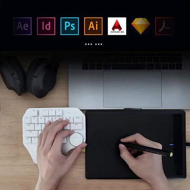 Alt view image 4 of 7 - J-Tech Digital Mechanical Designer Keyboard (K610) (White Keyboard)