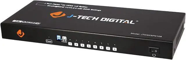 Main image of J-Tech Digital JTD4KSP0108 Premium Quality Ultra HD 4K 60HZ 1x8 HDMI Splitter High Resolutions Up To 4Kx2K 36-Bit Deep Color