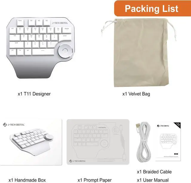 Alt view image 5 of 7 - J-Tech Digital Mechanical Designer Keyboard (K610) (White Keyboard)