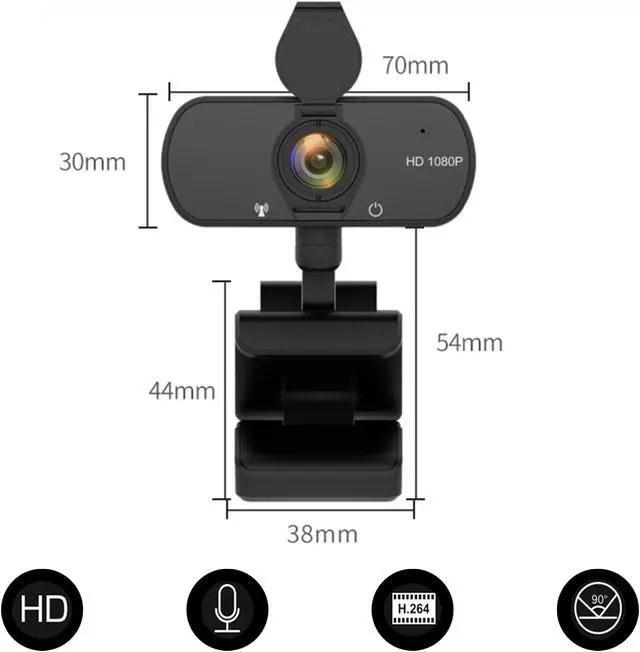 Alt view image 2 of 5 - Webcam with Microphone and Cover 1080p HD USB 2.0/3.0 Wide Angle lens Mounting Clip for Video Calls, zoom, Live Streaming, Recording, Conferencing, Skype, YouTube